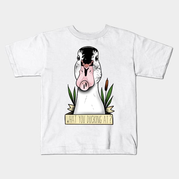 What you ducking at? Kids T-Shirt by Jurassic Ink